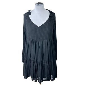 Wonderly Women's NWT SZ XL Tiered Semi-sheer Flowy Dress Black Winter Wonderland